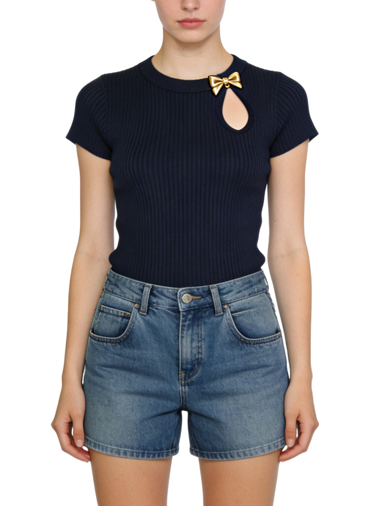 Women's Crew-neck Cropped Short Sleeve Top