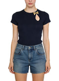 Women's Crew-neck Cropped Short Sleeve Top