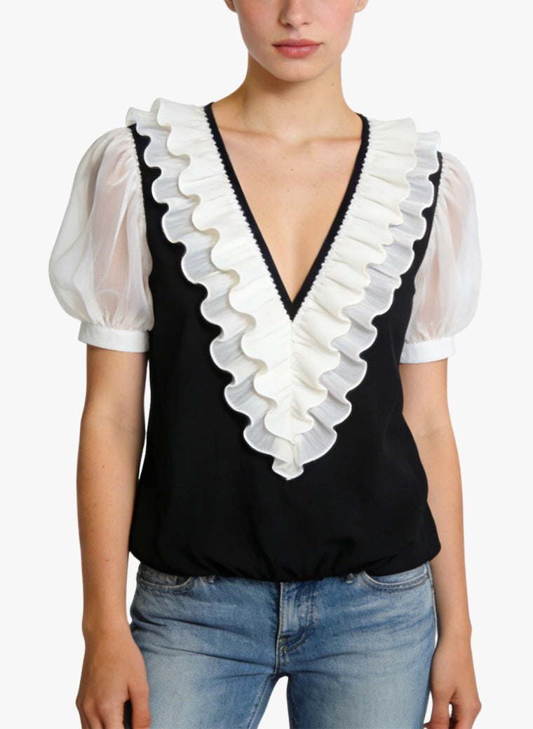 Women's Elegant V-neck Short Sleeve Top