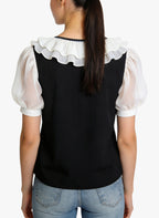 Women's Elegant V-neck Short Sleeve Top