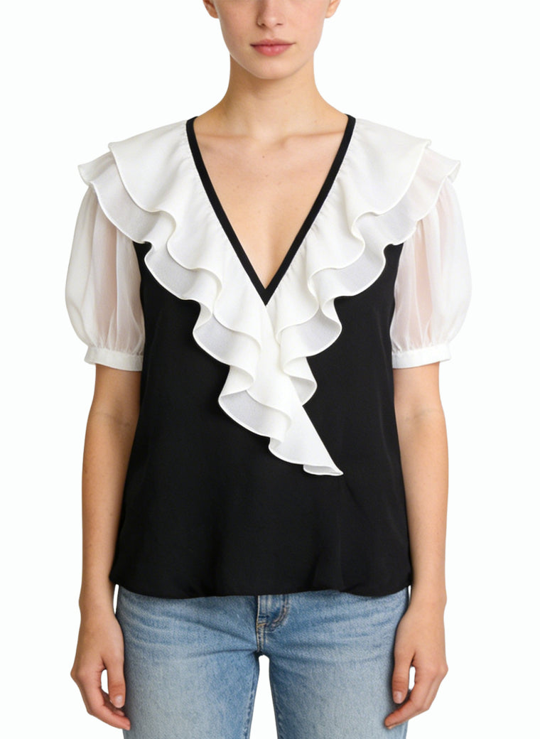 Women's Stylish V-neck Short Sleeve Top