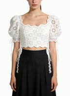Women's Elegant Square-neck Short Sleeve Top