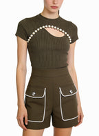 Women's Cut-out Detail Stylish Top