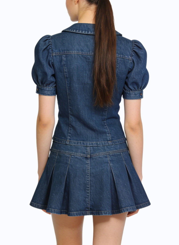 Women's Ruffled Puff-sleeve Peplum Short Sleeve Top