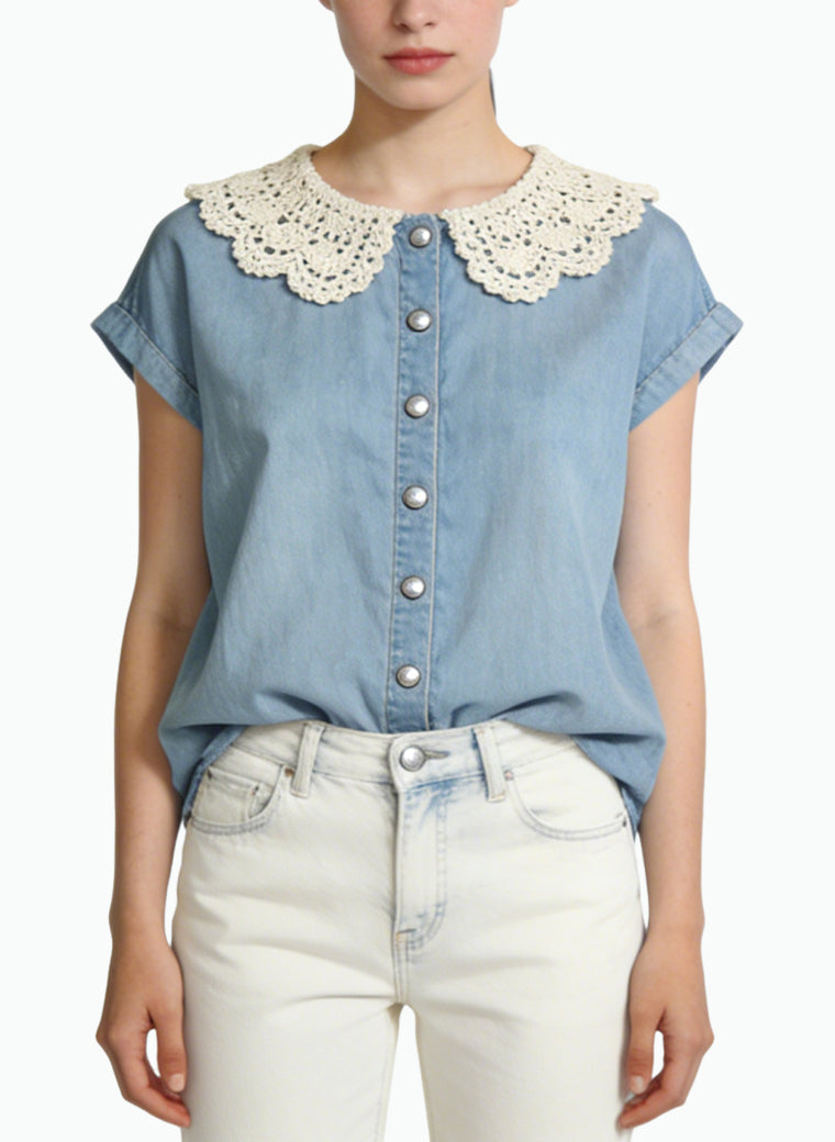 Women's Retro Button-down Short Sleeve Top