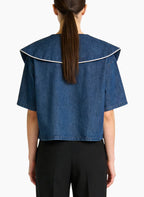 Women's Oversized Lapel-collar Short Sleeve Top