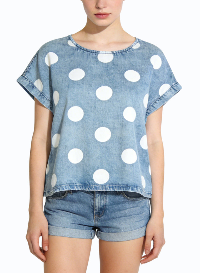 Women's Polka-dot Printed Short Sleeve Top