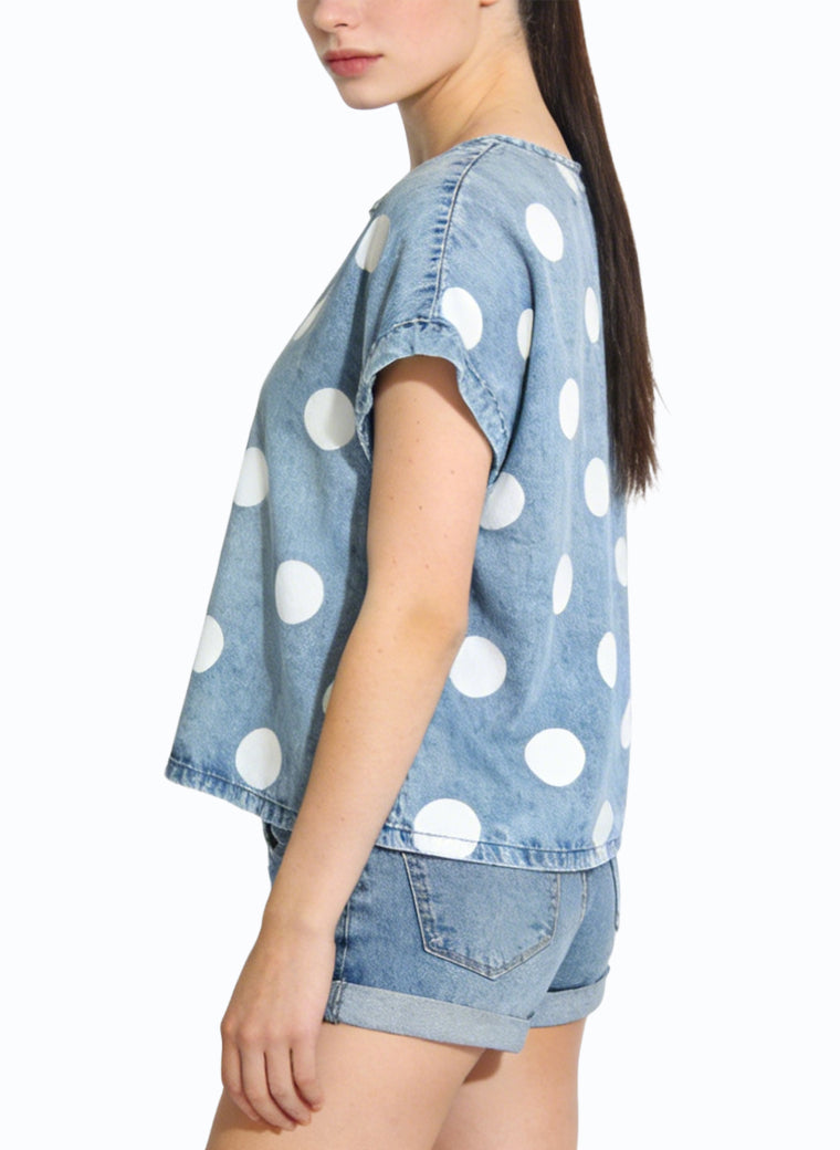 Women's Polka-dot Printed Short Sleeve Top