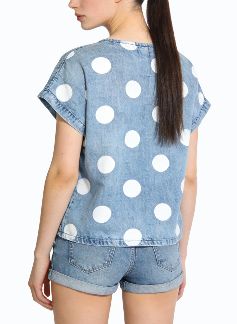 Women's Polka-dot Printed Short Sleeve Top