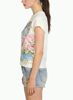 Women's Graphic-print Cropped Short Sleeve Top
