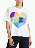 Women's Heart-print Cropped Short Sleeve Top