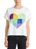 Women's Casual Heart-print Cropped Short Sleeve Top