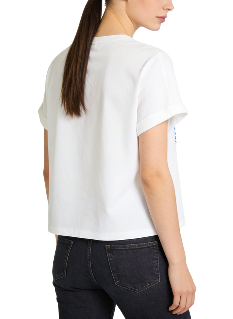 Women's Casual Heart-print Cropped Short Sleeve Top