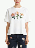 Women's Floral-print Cropped Short Sleeve Top