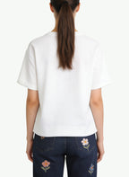 Women's Floral-print Cropped Short Sleeve Top