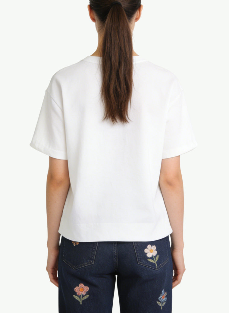 Women's Floral-print Cropped Short Sleeve Top