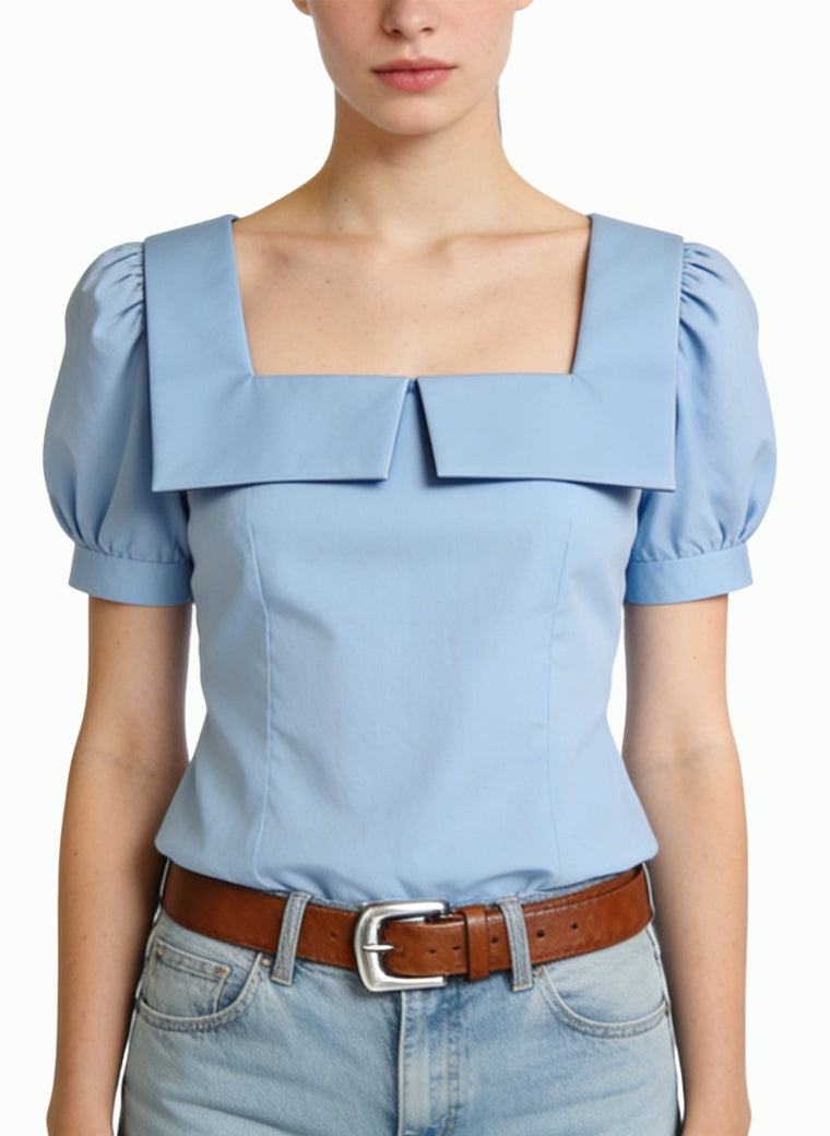 Women's Stylish Square-neck Short Sleeve Top