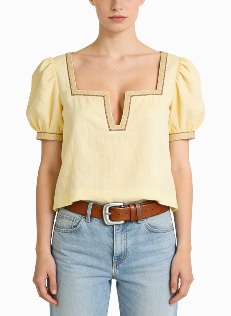 Women's Square-neck Puff-sleeve Short Sleeve Top