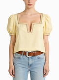 Women's Square-neck Puff-sleeve Short Sleeve Top