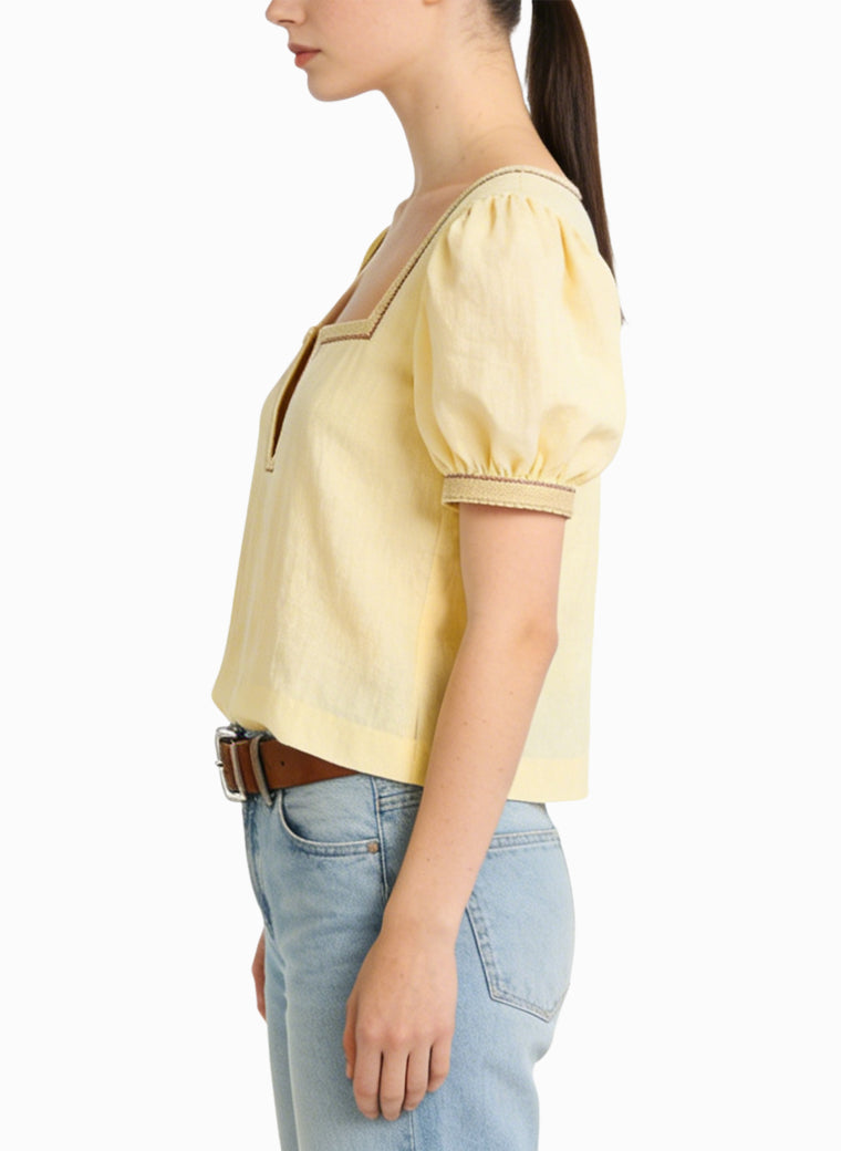 Women's Square-neck Puff-sleeve Short Sleeve Top