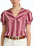 Women's Cute V-neck Striped Short Sleeve Top