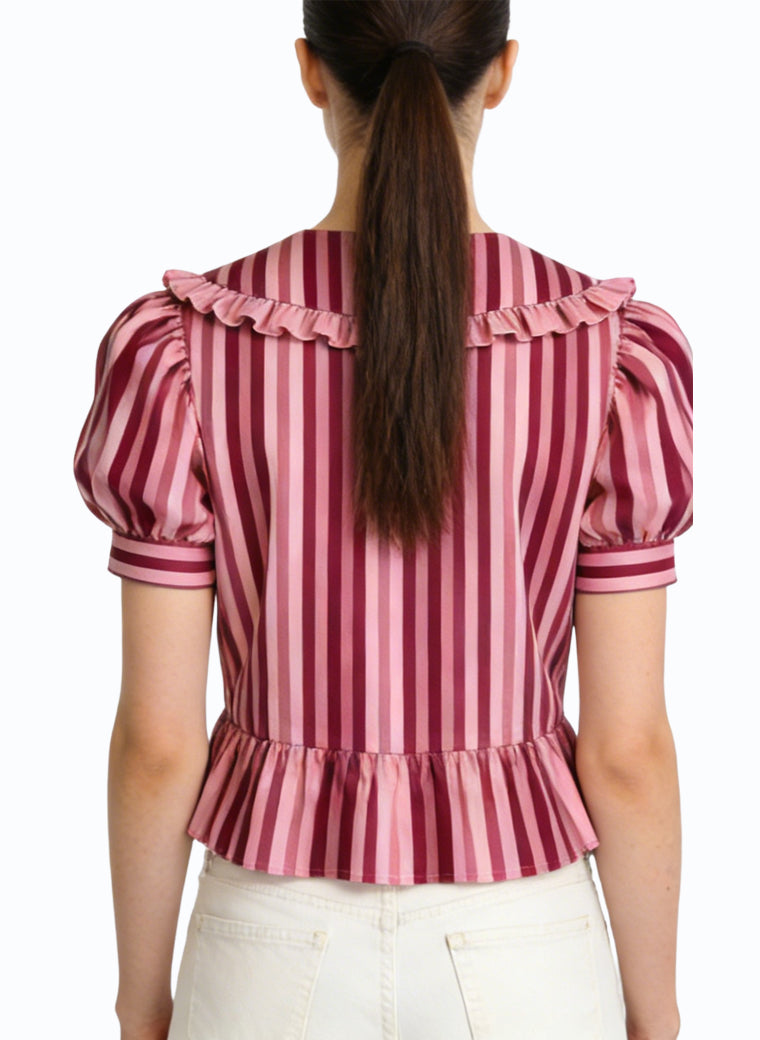 Women's Cute V-neck Striped Short Sleeve Top