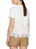 Women's Embroidered Lace-trim Short Sleeve Top