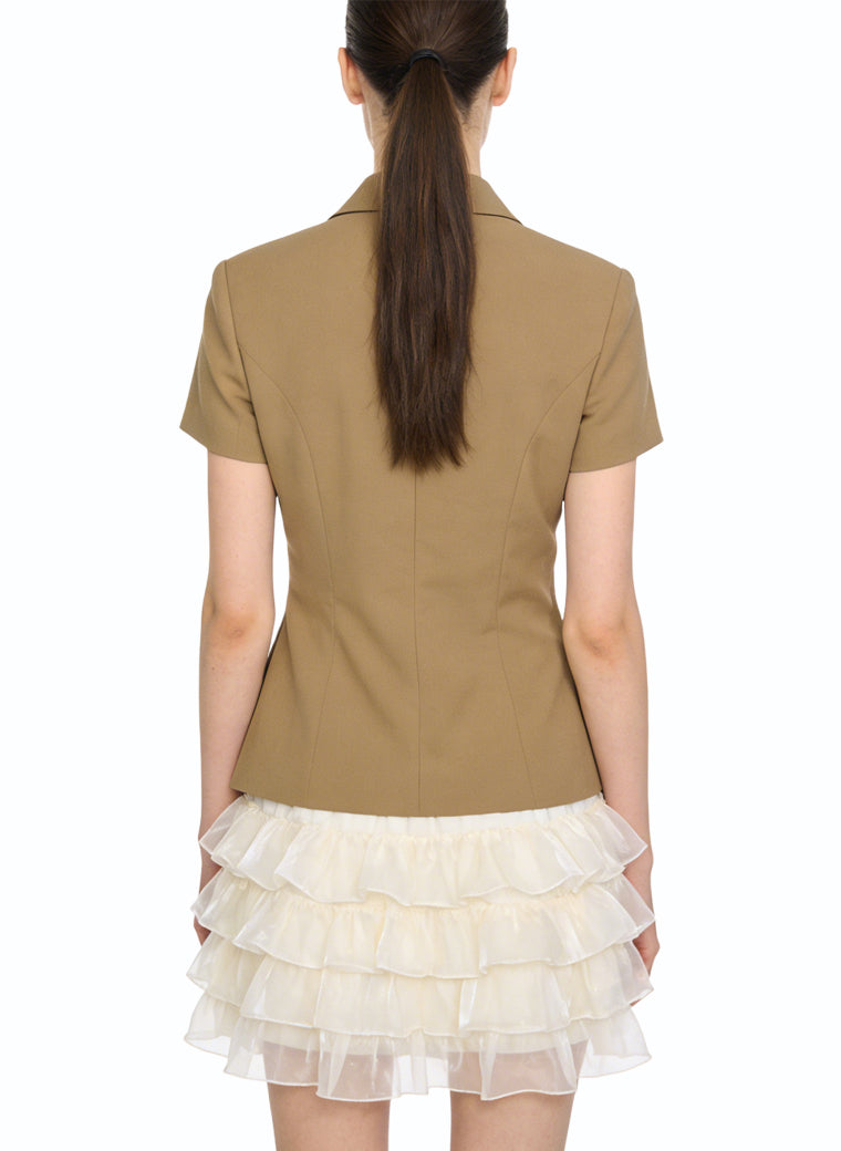 Women's Asymmetrical Hem Printed Short Sleeve Top