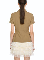 Women's Asymmetrical Hem Printed Short Sleeve Top