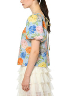 Women's Floral-print Crew-neck Short Sleeve Top