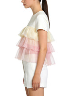 Women's Layered Ruffled Hem Short Sleeve Top