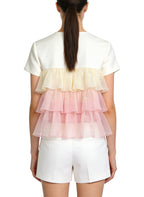 Women's Layered Ruffled Hem Short Sleeve Top