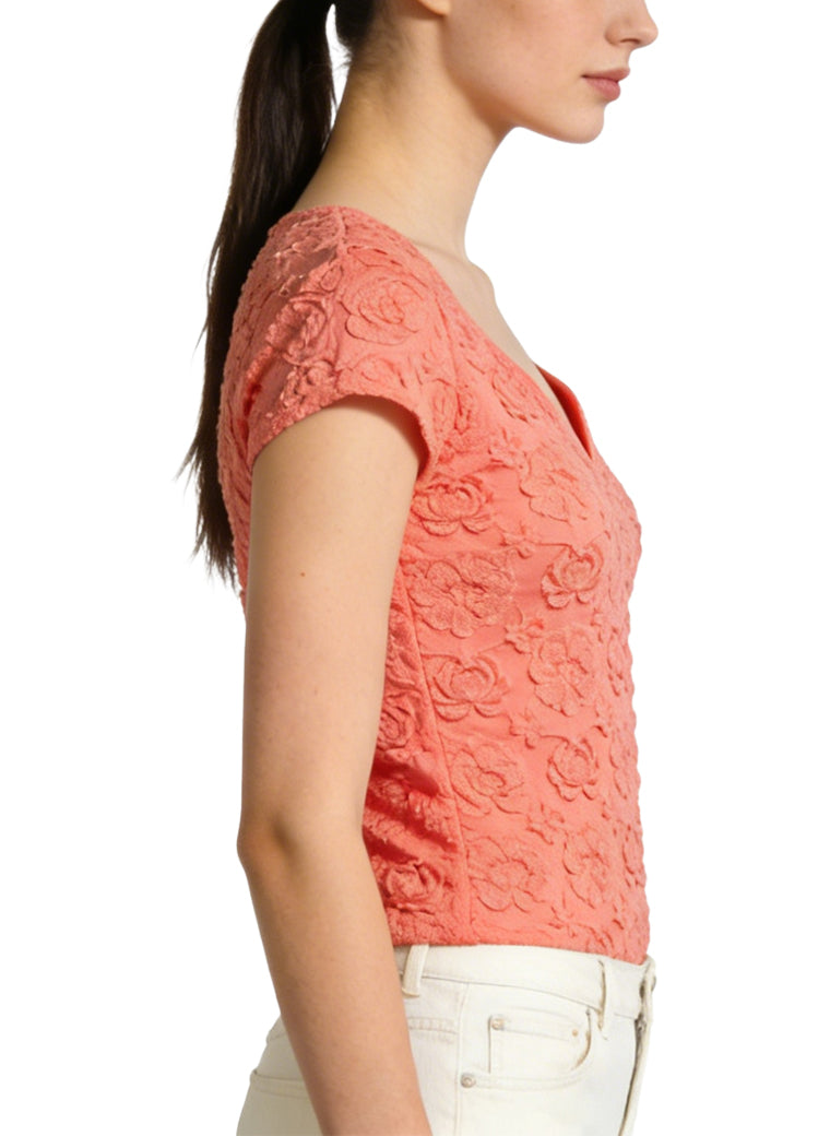 Women's V-neck Fitted Short Sleeve Top