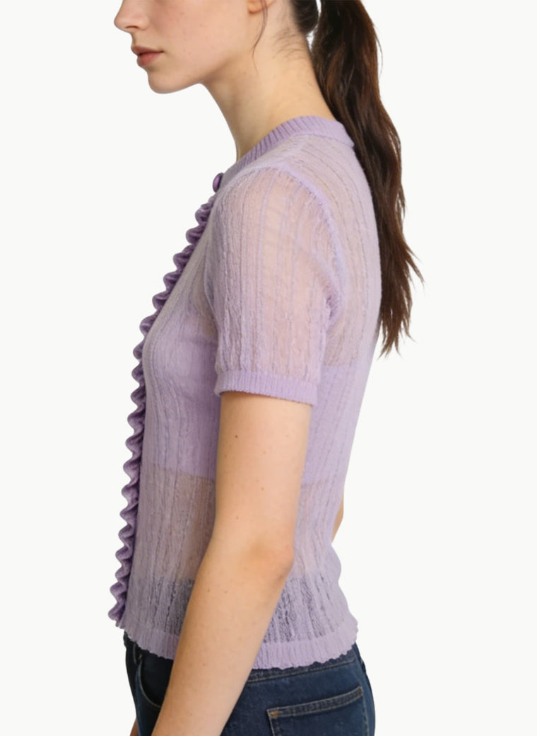 Women's Sheer Button-front Short Sleeve Top