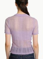 Women's Sheer Button-front Short Sleeve Top