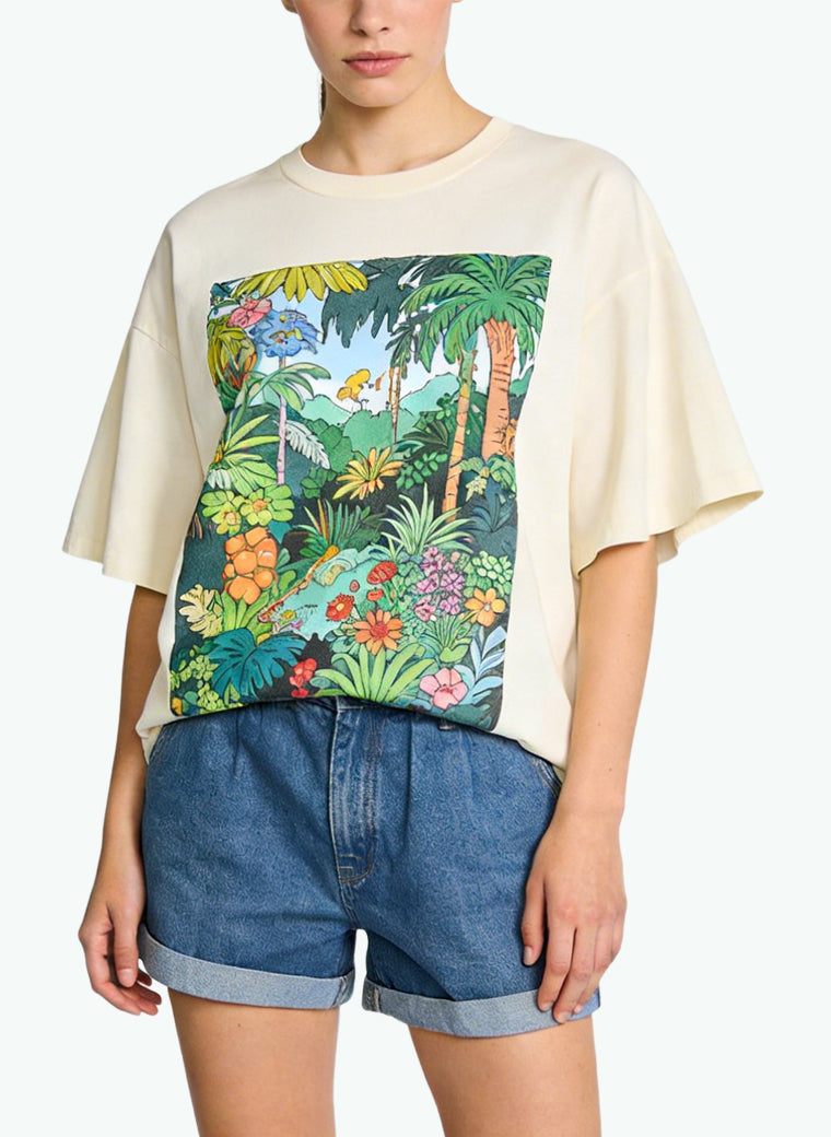 Women's Graphic-print Oversized Short Sleeve Top