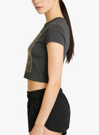 Women's Geometric-print Fitted Cropped Short Sleeve Top