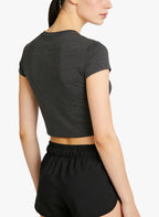 Women's Geometric-print Fitted Cropped Short Sleeve Top