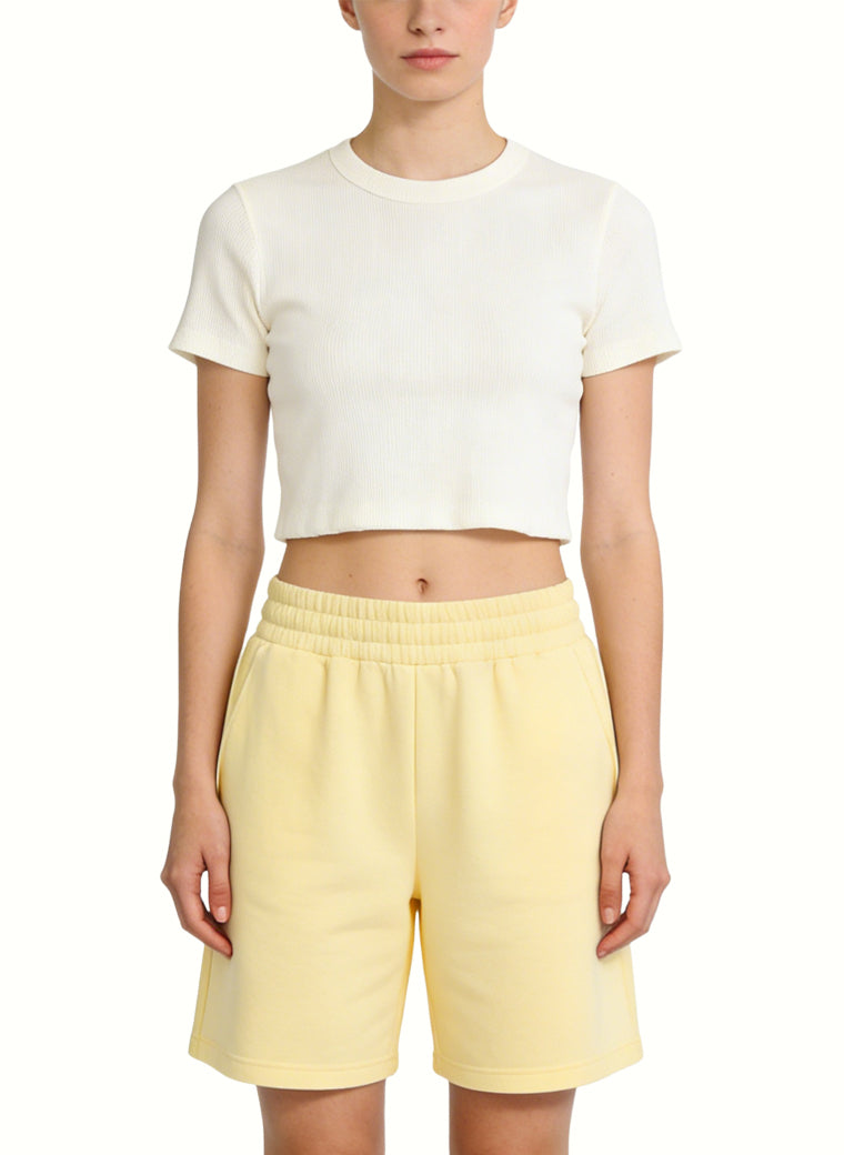 Women's Minimalist Cropped Crew-neck Short Sleeve Top