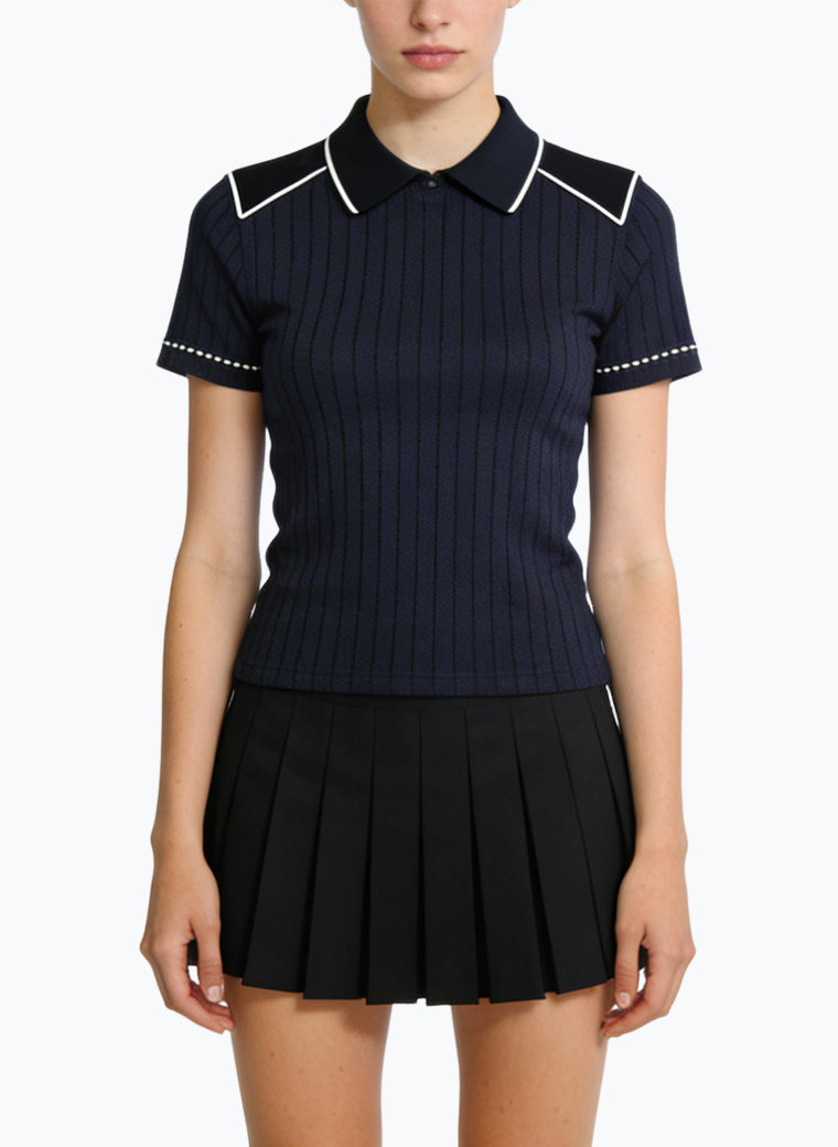 Women's Contrast-stitch Short Sleeve Top