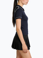 Women's Contrast-stitch Short Sleeve Top