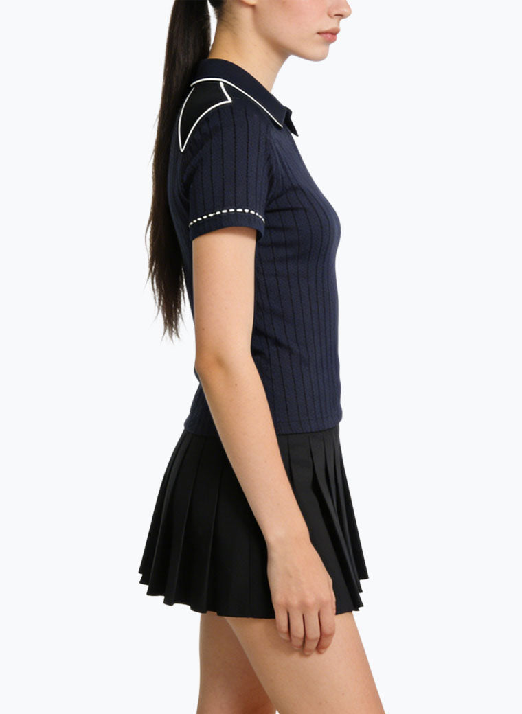 Women's Contrast-stitch Short Sleeve Top