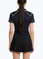Women's Contrast-stitch Short Sleeve Top