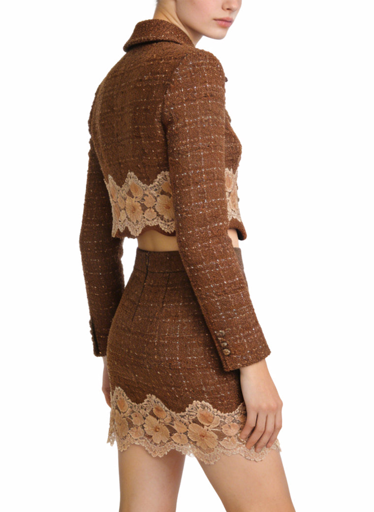 Women's Retro Jacket and A-Line Skirt Two-Piece Set