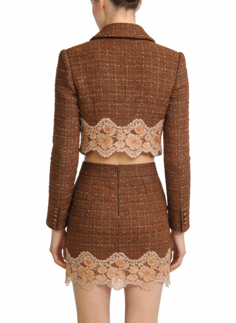 Women's Retro Jacket and A-Line Skirt Two-Piece Set