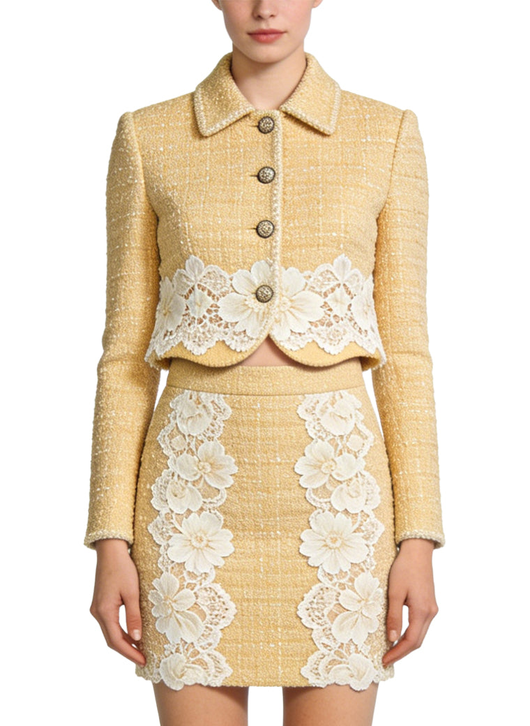 Retro Lapel Jacket and Skirt Two-Piece Set