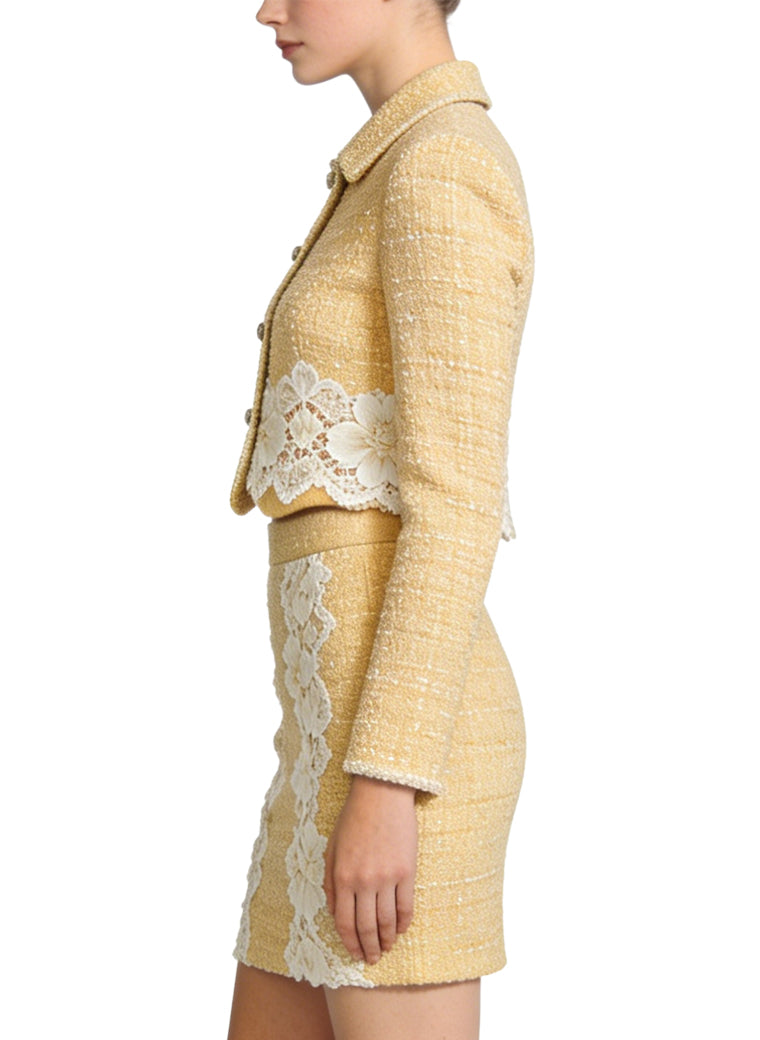 Retro Lapel Jacket and Skirt Two-Piece Set