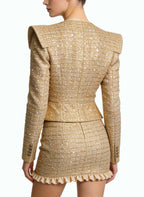 Sexy Square Neck Jacket and Mini Skirt Two-Piece Set