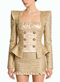Fashionable and Trendy Jacket and Mini Skirt Two-Piece Set