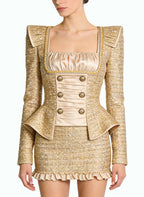 Fashionable and Trendy Jacket and Mini Skirt Two-Piece Set